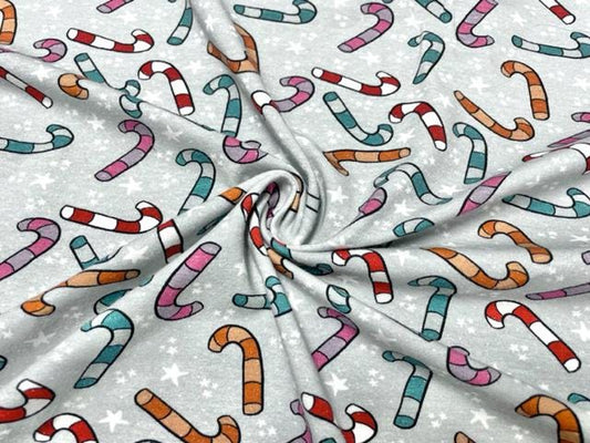 Brittany Frost Designs Candy Cane Cotton Spandex Print #134 230GSM Jersey Knit Stretch Exercise Apparel Fabric 58"-60" Wide By The Yard