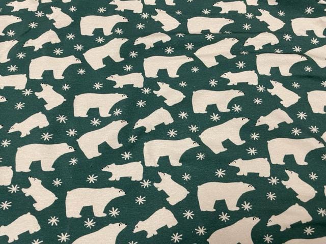 Brittany Frost Designs Polar Bear Cotton Spandex Print #138 230GSM Jersey Knit Stretch Exercise Apparel Fabric 58"-60" Wide By The Yard