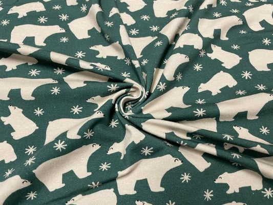 Brittany Frost Designs Polar Bear Cotton Spandex Print #138 230GSM Jersey Knit Stretch Exercise Apparel Fabric 58"-60" Wide By The Yard