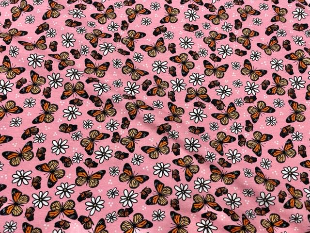 Brittany Frost Designs 90s Butterfly Cotton Spandex Print #158 230GSM Jersey Knit Stretch Exercise Apparel Fabric 58"-60" Wide By The Yard