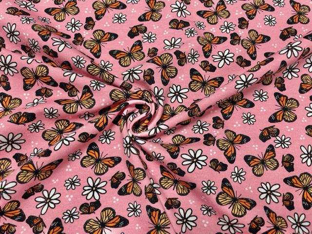 Brittany Frost Designs 90s Butterfly Cotton Spandex Print #158 230GSM Jersey Knit Stretch Exercise Apparel Fabric 58"-60" Wide By The Yard