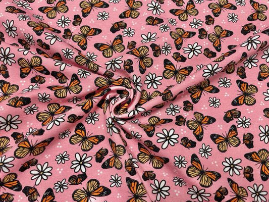Brittany Frost Designs 90s Butterfly Cotton Spandex Print #158 230GSM Jersey Knit Stretch Exercise Apparel Fabric 58"-60" Wide By The Yard