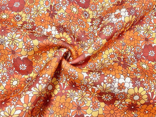 Retro Fall Floral Super Scuba Techno Print #195 Double Knit Stretch Fabric Poly Spandex Apparel Craft Fabric 58"-60" Wide By The Yard
