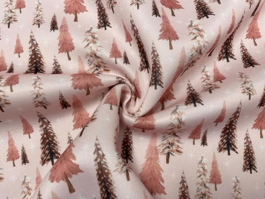 Christmas Tree Pink Super Scuba Techno Print #196 Double Knit Stretch Fabric Poly Spandex Apparel Craft Fabric 58"-60" Wide By The Yard