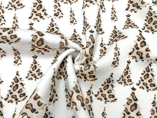 Leopard Xmas Tree Super Scuba Techno Print #200 Double Knit Stretch Fabric Poly Spandex Apparel Craft Fabric 58"-60" Wide By The Yard