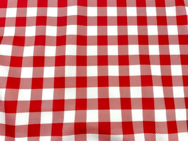 Buffalo Plaid Red White Super Scuba Techno Print #205 Double Knit Stretch Fabric Poly Spandex Apparel Craft Fabric 58"-60" Wide By The Yard