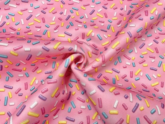 Sprinkles Pink Super Scuba Techno Print #206 Double Knit Stretch Fabric Poly Spandex Apparel Craft Fabric 58"-60" Wide By The Yard