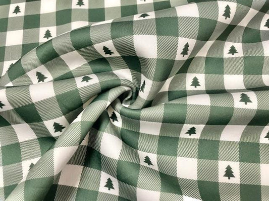 Buffalo Plaid Green Tree Super Scuba Techno Print #209 Double Knit Stretch Fabric Poly Spandex Apparel Craft Fabric 58"-60" Wide By The Yard