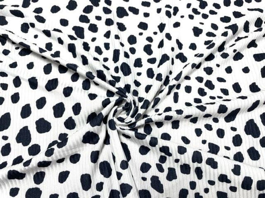 4x2 Rib Dalmatian Spot DBP Knit Print #523 Double Brushed Poly Spandex Stretch 190GSM Apparel Fabric 58"-60" Wide By The Yard