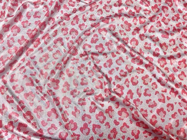 Red Leopard Animal Spot Print #41 Shiny Shimmer Stretch Poly Spandex 190 GSM Apparel Craft Fabric 58"-60" Wide By The Yard