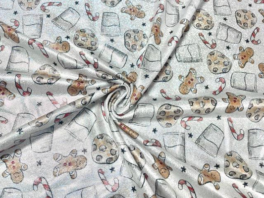 Brittany Frost Designs Cookies Sparkle Print #46 Shiny Shimmer Stretch Poly Spandex 190 GSM Apparel Craft Fabric 58"-60" Wide By The Yard