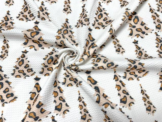 Leopard Spot Xmas Tree Bullet Print #861 Ribbed Scuba Techno Double Knit 2-Way Stretch Poly Spandex Apparel Craft Fabric 58"-60" Wide BTY