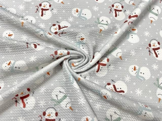 Brittany Frost Designs Snowman Winter Bullet Print #864 Ribbed Scuba Double Knit Stretch Poly Spandex Apparel Craft Fabric 58"-60" Wide BTY