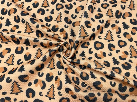 Leopard Spot Xmas Tree Bullet Print #865 Ribbed Scuba Techno Double Knit 2-Way Stretch Poly Spandex Apparel Craft Fabric 58"-60" Wide BTY
