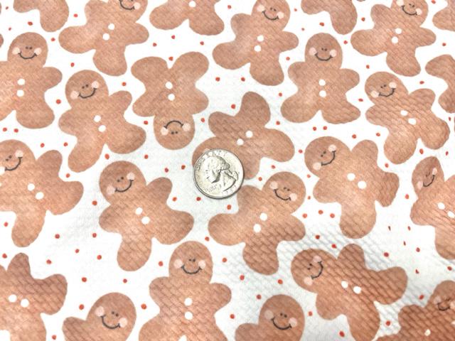 Brittany Frost Designs Gingerbread Man Bullet Print #877 Ribbed Scuba Double Knit Stretch Poly Spandex Apparel Craft Fabric 58"-60" Wide BTY