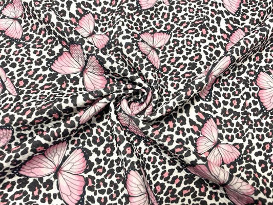 Butterfly Leopard Spot Bullet Print #880 Ribbed Scuba Techno Double Knit 2-Way Stretch Poly Spandex Apparel Craft Fabric 58"-60" Wide BTY