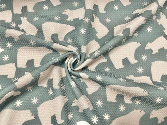 Brittany Frost Designs Polar Bears Bullet Print #884 Ribbed Scuba Double Knit Stretch Poly Spandex Apparel Craft Fabric 58"-60" Wide BTY