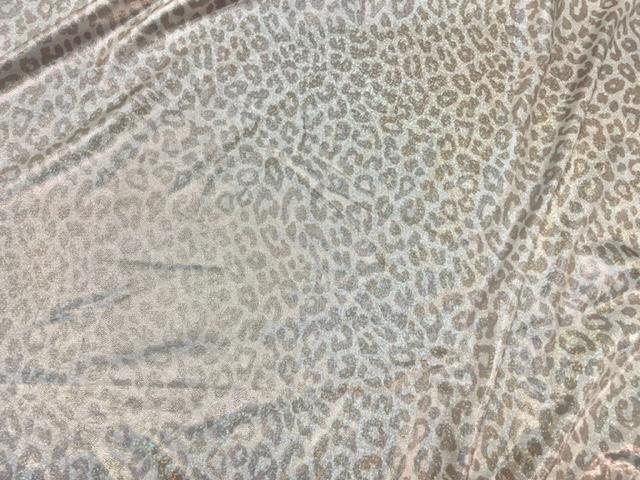Leopard Animal Neutral Tans Print #32 Shiny Shimmer Stretch Poly Spandex 190 GSM Apparel Craft Fabric 58"-60" Wide By The Yard