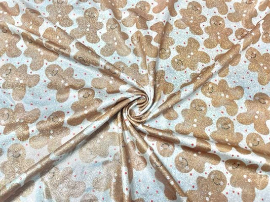 Brittany Frost Designs Cookie Man Sparkle Print #36 Shiny Shimmer Stretch Poly Spandex 190 GSM Apparel Craft Fabric 58"-60" Wide By The Yard