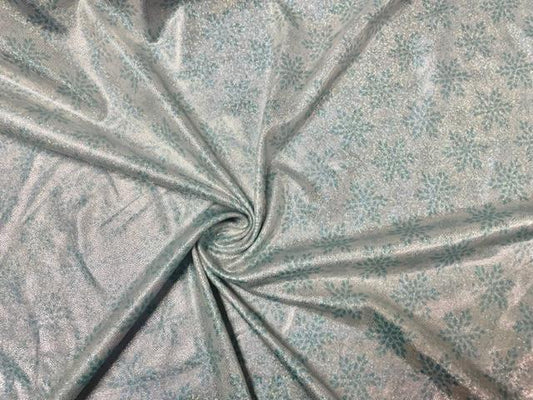 Brittany Frost Designs Snowflakes Sparkle Print #37 Shiny Shimmer Stretch Poly Spandex 190 GSM Apparel Craft Fabric 58"-60" Wide By The Yard