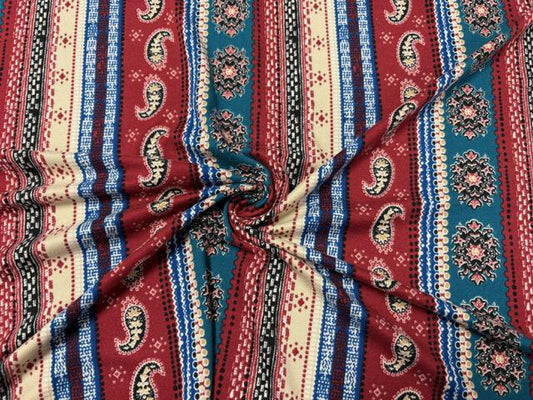 Classic Paisley Floral DBP Print #953 Double Brushed Polyester Spandex Apparel Stretch Fabric 190 GSM 58"-60" Wide By The Yard