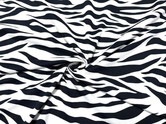 Zebra Animal Print DBP Print #957 Double Brushed Polyester Spandex Apparel Stretch Fabric 190 GSM 58"-60" Wide By The Yard