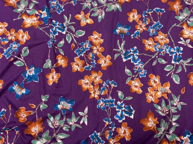 Classic Floral Print DBP Print #964 Double Brushed Polyester Spandex Apparel Stretch Fabric 190 GSM 58"-60" Wide By The Yard