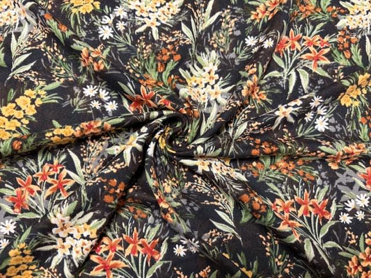 Wildflower Floral Print DBP Print #967 Double Brushed Polyester Spandex Apparel Stretch Fabric 190 GSM 58"-60" Wide By The Yard