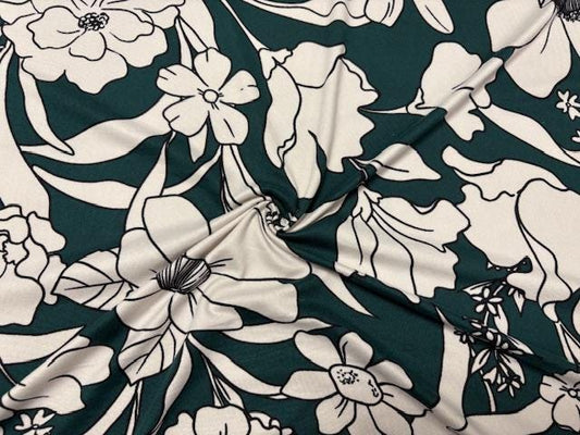 Floral Print DBP Print #968 Double Brushed Polyester Spandex Apparel Stretch Fabric 190 GSM 58"-60" Wide By The Yard