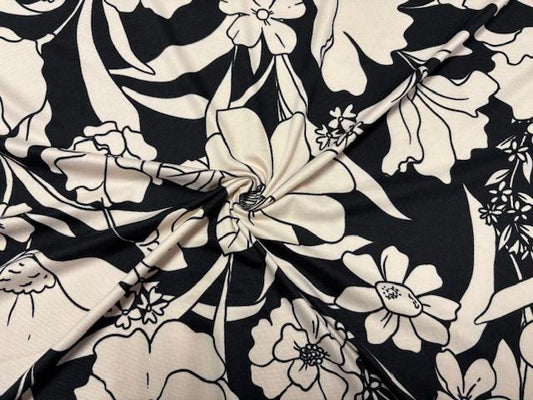 Floral Print DBP Print #969 Double Brushed Polyester Spandex Apparel Stretch Fabric 190 GSM 58"-60" Wide By The Yard