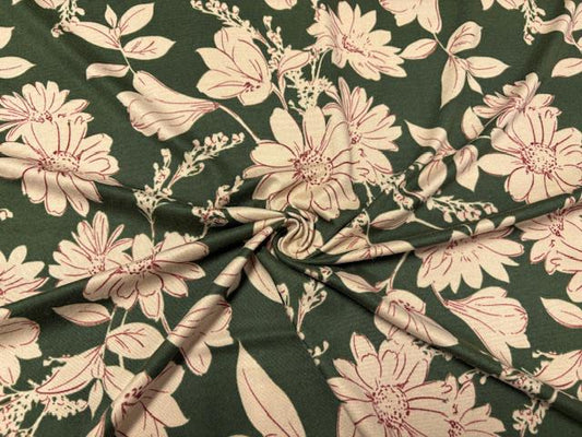 Floral Print DBP Print #972 Double Brushed Polyester Spandex Apparel Stretch Fabric 190 GSM 58"-60" Wide By The Yard