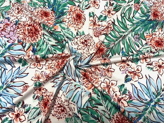 Pastel Floral Print DBP Print #975 Double Brushed Polyester Spandex Apparel Stretch Fabric 190 GSM 58"-60" Wide By The Yard