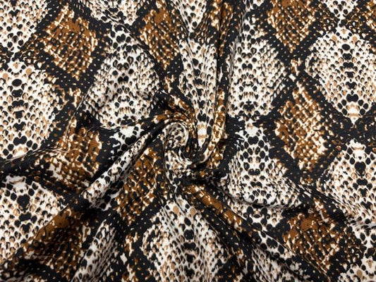 Snakeskin Animal Print DBP Print #978 Double Brushed Polyester Spandex Apparel Stretch Fabric 190 GSM 58"-60" Wide By The Yard
