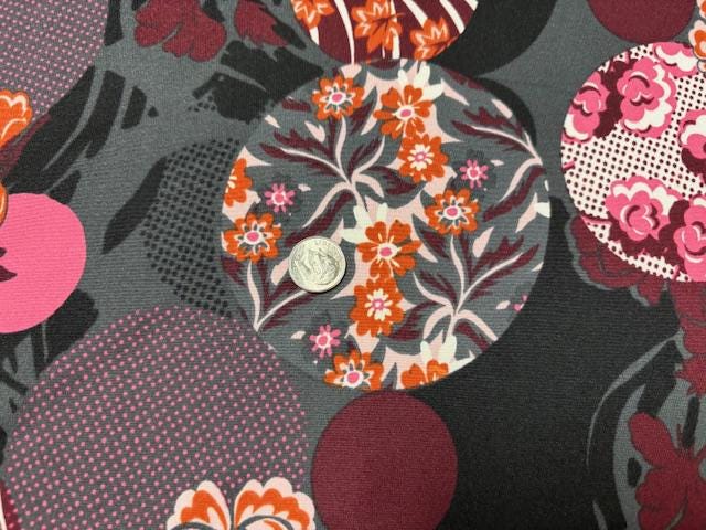 Floral Geometric DBP Print #956 Double Brushed Polyester Spandex Apparel Stretch Fabric 190 GSM 58"-60" Wide By The Yard