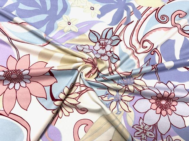 Pastel Floral Print DBP Print #962 Double Brushed Polyester Spandex Apparel Stretch Fabric 190 GSM 58"-60" Wide By The Yard