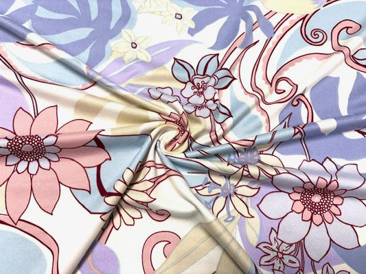 Pastel Floral Print DBP Print #962 Double Brushed Polyester Spandex Apparel Stretch Fabric 190 GSM 58"-60" Wide By The Yard