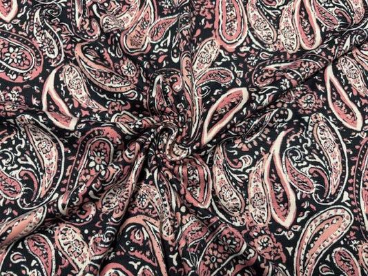 Paisley Floral Print DBP Print #970 Double Brushed Polyester Spandex Apparel Stretch Fabric 190 GSM 58"-60" Wide By The Yard