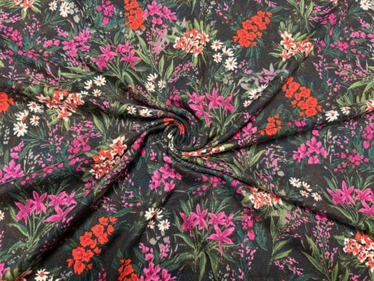 Wildflower Floral Print DBP Print #976 Double Brushed Polyester Spandex Apparel Stretch Fabric 190 GSM 58"-60" Wide By The Yard
