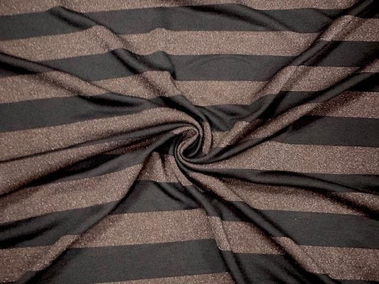 Stripe Metallic Gold Black Jersey Knit Print #20 Rayon Spandex Stretch Soft Apparel Fabric 180 GSM 58"-60" Wide By The Yard