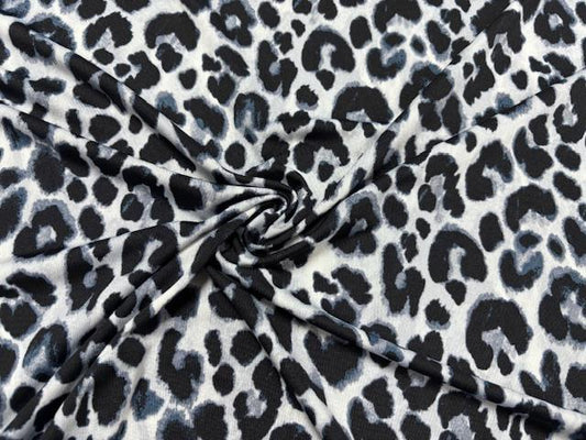 DTY Leopard Animal Spot Print #2 Gray White Polyester Spandex Apparel Stretch Fabric 190 GSM 58"-60" Wide By The Yard