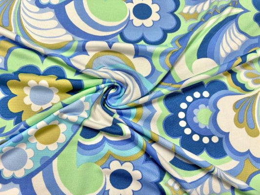 DTY Retro Floral Print #7 Polyester Spandex Apparel Stretch Fabric 190 GSM 58"-60" Wide By The Yard