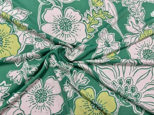 DTY Floral Print #9 Polyester Spandex Apparel Stretch Fabric 190 GSM 58"-60" Wide By The Yard