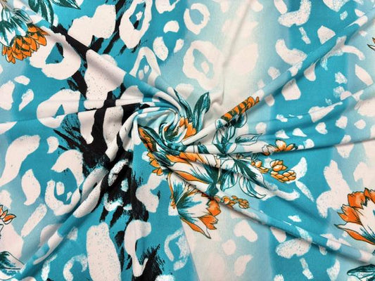DTY Floral Animal Spot Print #10 Polyester Spandex Apparel Stretch Fabric 190 GSM 58"-60" Wide By The Yard