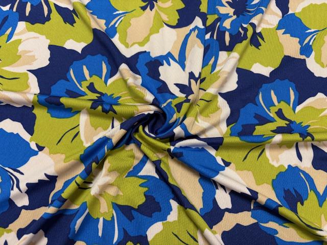 DTY Abstract Floral Print #19 Polyester Spandex Apparel Stretch Fabric 190 GSM 58"-60" Wide By The Yard