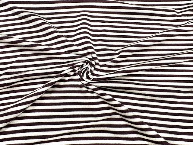 Stripe Black White Jersey Knit Print #7 Rayon Spandex Stretch Soft Apparel Fabric 180 GSM 58"-60" Wide By The Yard
