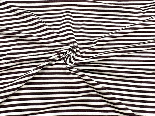 Stripe Black White Jersey Knit Print #7 Rayon Spandex Stretch Soft Apparel Fabric 180 GSM 58"-60" Wide By The Yard