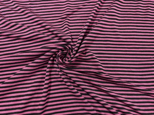 Stripe Maroon Black Jersey Knit Print #8 Rayon Spandex Stretch Soft Apparel Fabric 180 GSM 58"-60" Wide By The Yard