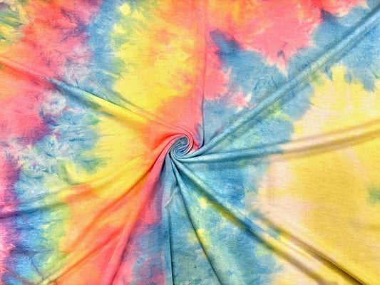 Neon Tie Dye French Terry #106 Cotton Polyester Spandex Stretch Apparel Fabric Medium Weight Soft 58"-60" Wide By The Yard
