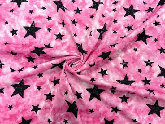 Stars French Terry #108 Pinks Cotton Polyester Spandex Stretch Apparel Fabric Medium Weight Soft 58"-60" Wide By The Yard