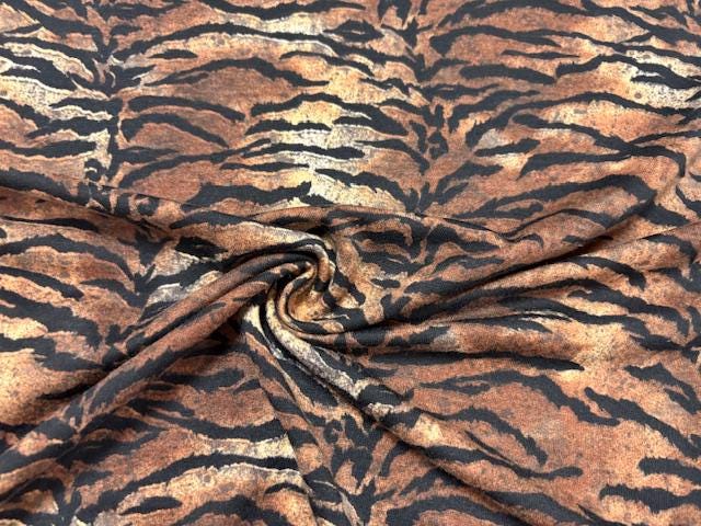Animal Leopard Spot French Terry #114 Browns Cotton Polyester Spandex Stretch Apparel Fabric Medium Weight Soft 58"-60" Wide By The Yard